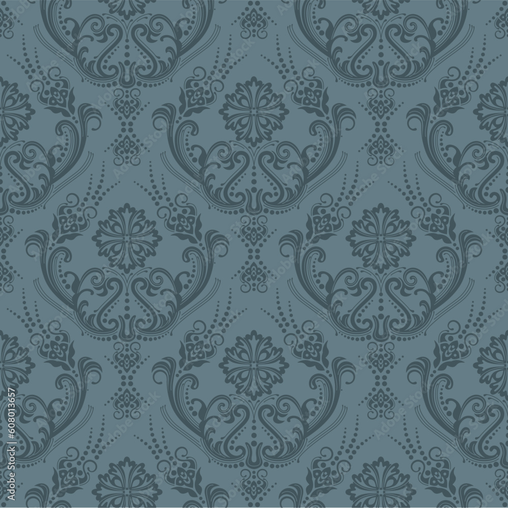 Fototapeta premium Luxury seamless grey floral wallpaper vector illustration