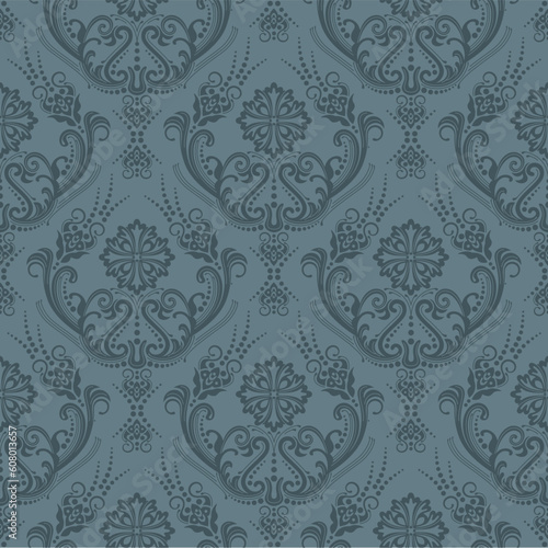 Luxury seamless grey floral wallpaper vector illustration