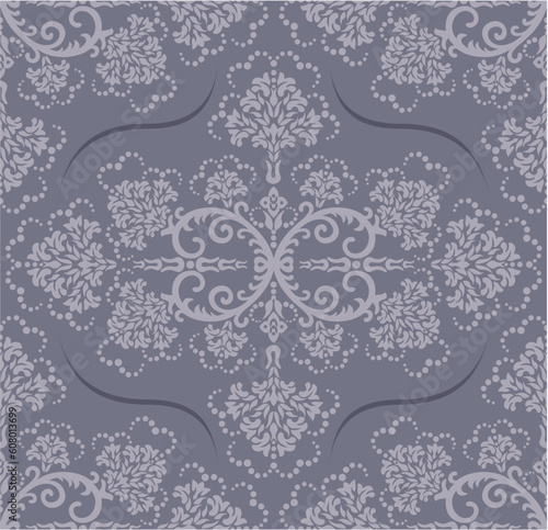 Seamless luxury grey floral wallpaper. This image is a vector illustration