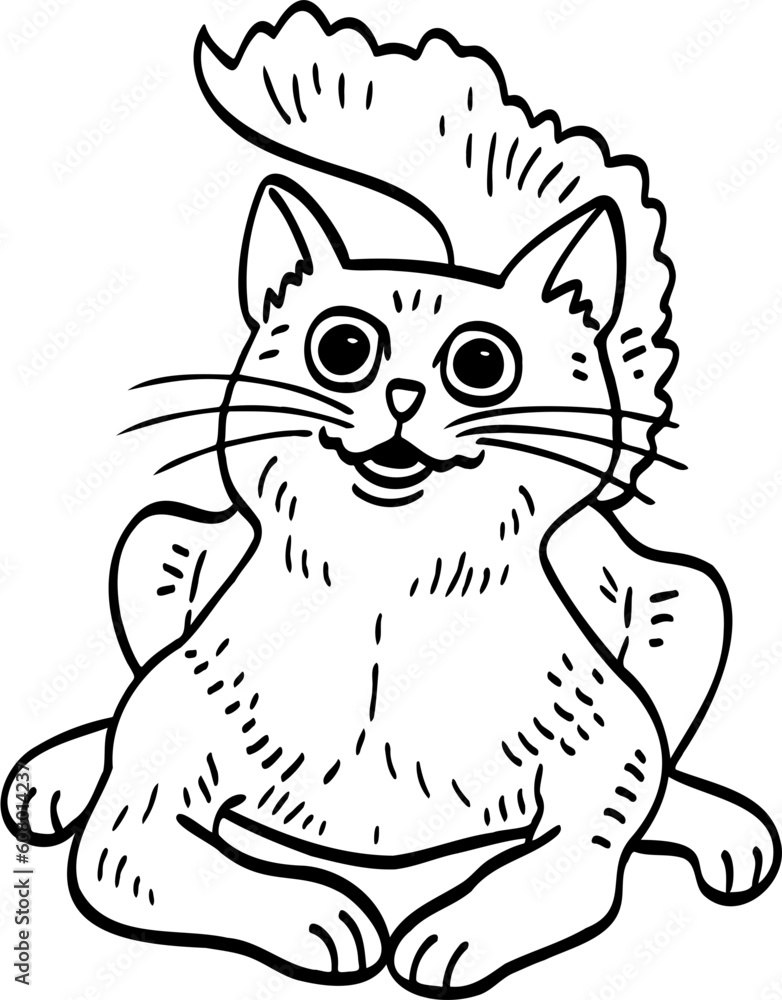 Obraz premium cute cartoon cat drawing.