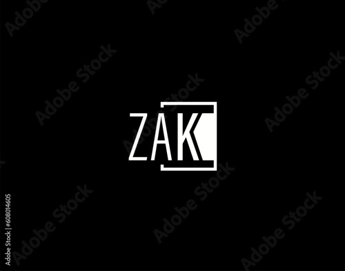 ZAK Logo and Graphics Design, Modern and Sleek Vector Art and Icons isolated on black background photo