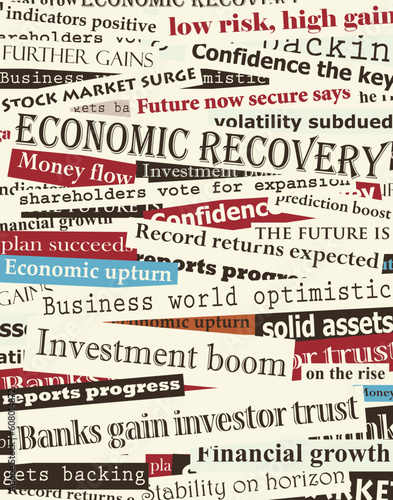 Background editable vector design of newspaper headlines about economic recovery
