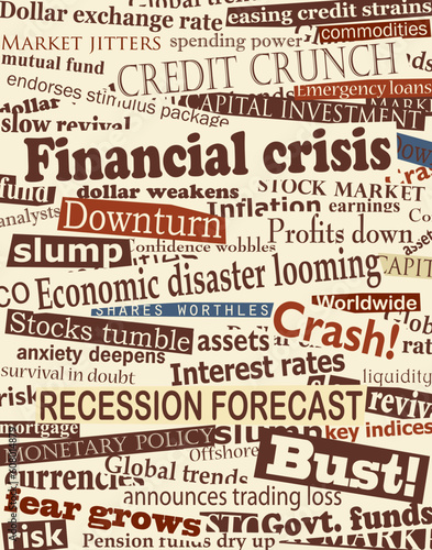 Background editable vector design of newspaper headlines about economic problems