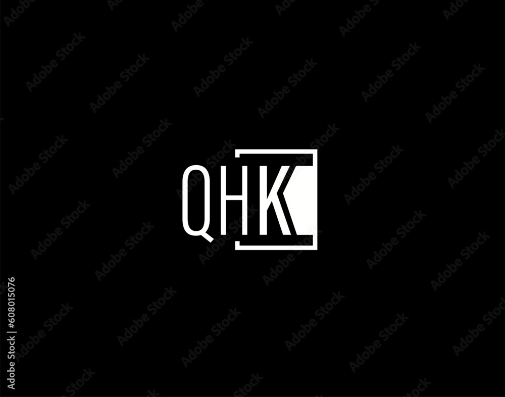 Obraz premium QHK Logo and Graphics Design, Modern and Sleek Vector Art and Icons isolated on black background