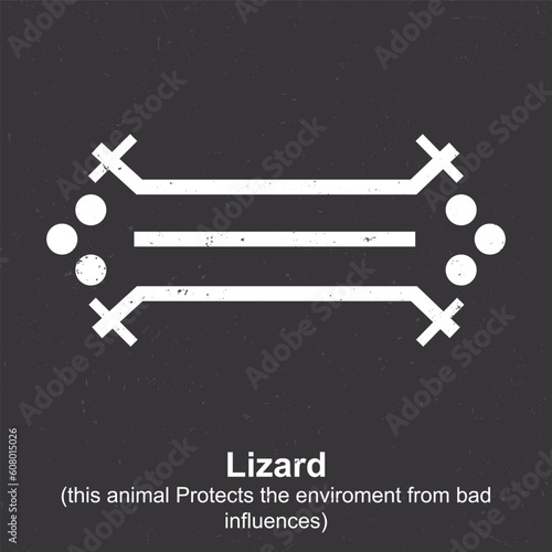 Lizard (this animal Protects the enviroment from bad influences) - Berber Symbol, Amazigh Symbol, North African Amazigh Berber Symbols Meaning, Vector