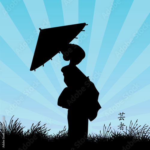 vector illustration of a geisha