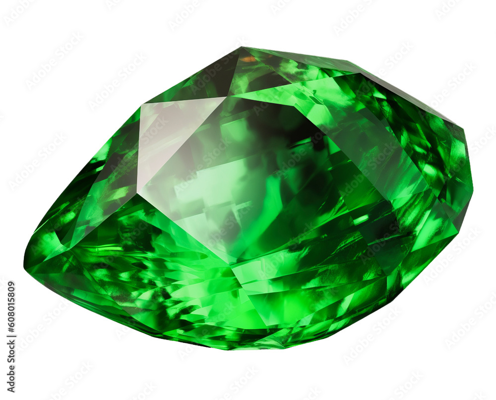 Fototapeta premium Tsavorite gemstone on transparent background. Generative AI.