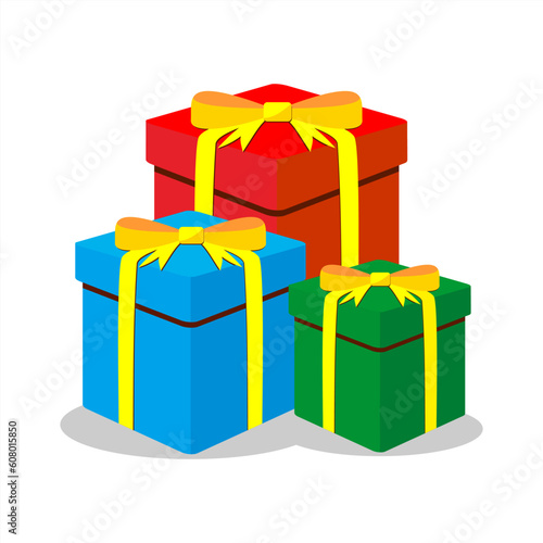 pile of colorful gift boxes with ribbon