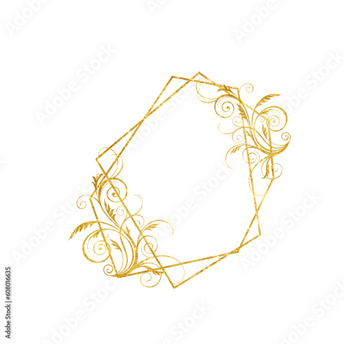 Gold frame isolated on a white background. Holiday cards. Wedding invitations.