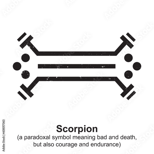 Scorpion (a paradoxal symbol meaning bad and death, but also courage and endurance) - Berber Symbol, Amazigh Symbol, North African Amazigh Berber Symbols Meaning, Vector