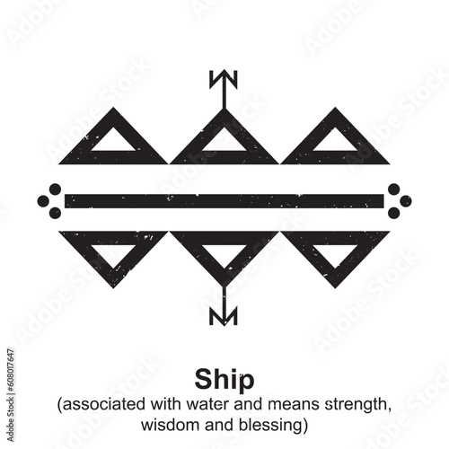Ship (associated with water and means strength, wisdom and blessing) - Berber Symbol, Amazigh Symbol, North African Amazigh Berber Symbols Meaning, Vector design photo