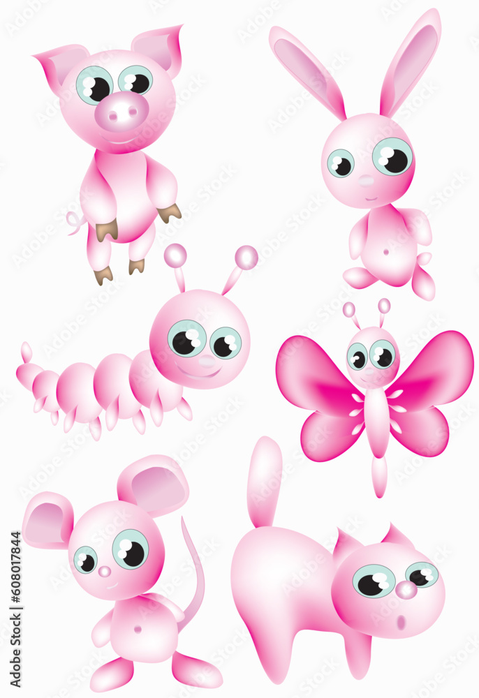 Set:pink animals. Set:pink animals.