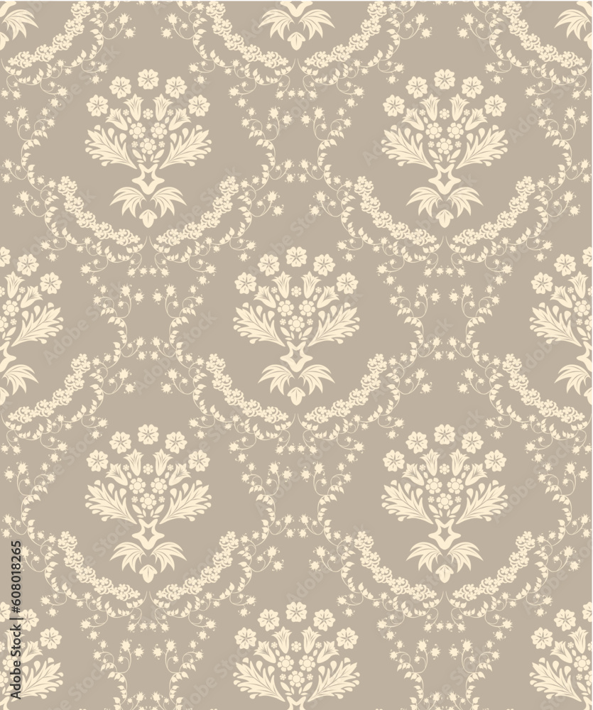 Damask seamless vector background. For easy making seamless pattern just drag all group into swatches bar, and use it for filling any contours. Damask seamless vector background. For easy making seamless pattern just drag all group into swatches bar, and use it for filling any contours.