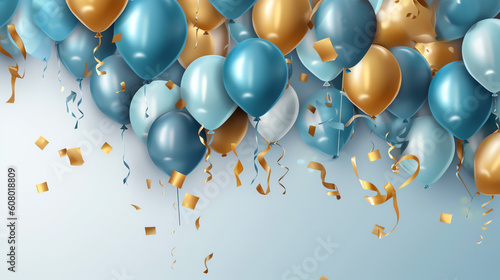 Wallpaper Mural Generative AI Big sale with 3d balloons, realistic blue and yellow air balloons, stars and confetti on blue background. Special offer banner, shop grand opening festive concept. Vector illustration Torontodigital.ca