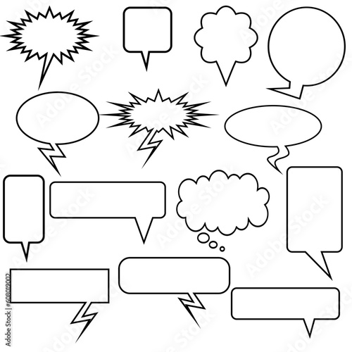 Set of multiple chat icons - black and white.