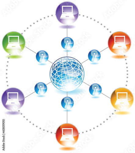 Image showing global communication between computers.