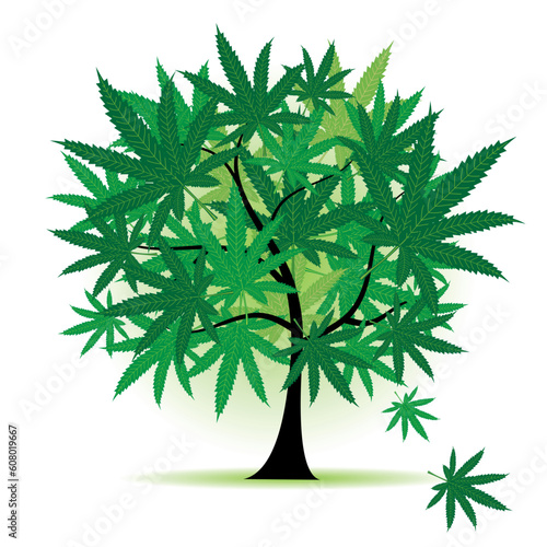 Art tree fantasy, cannabis leaf