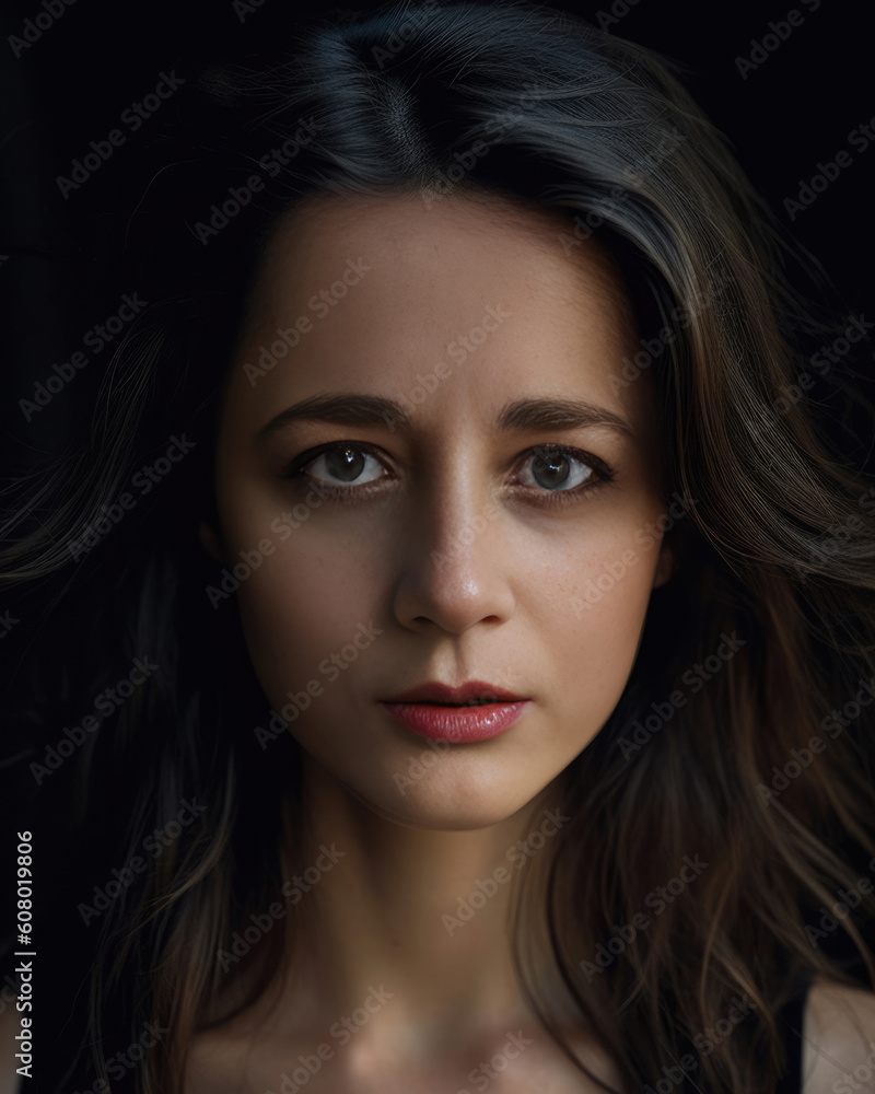 Close up portrait of beautiful woman - made with Generative AI tools