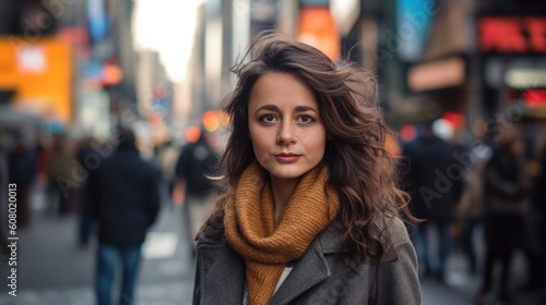 Beautiful woman in the streets of New York - made with Generative AI tools