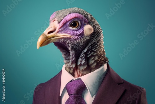 Anthropomorphic TURKEY dressed in a suit like a businessman. business concept. AI generated, human enhanced