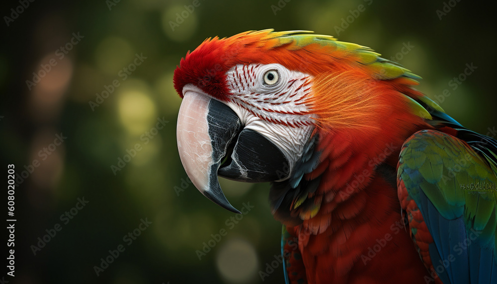 Fototapeta premium red and yellow macaw generative art