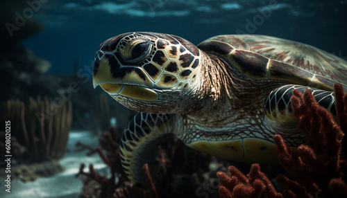 turtle swimming in the sea generative art