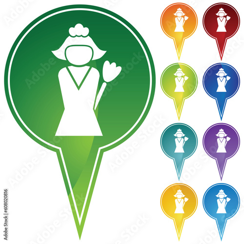 Set of 9 marker point icons - cleaning service.