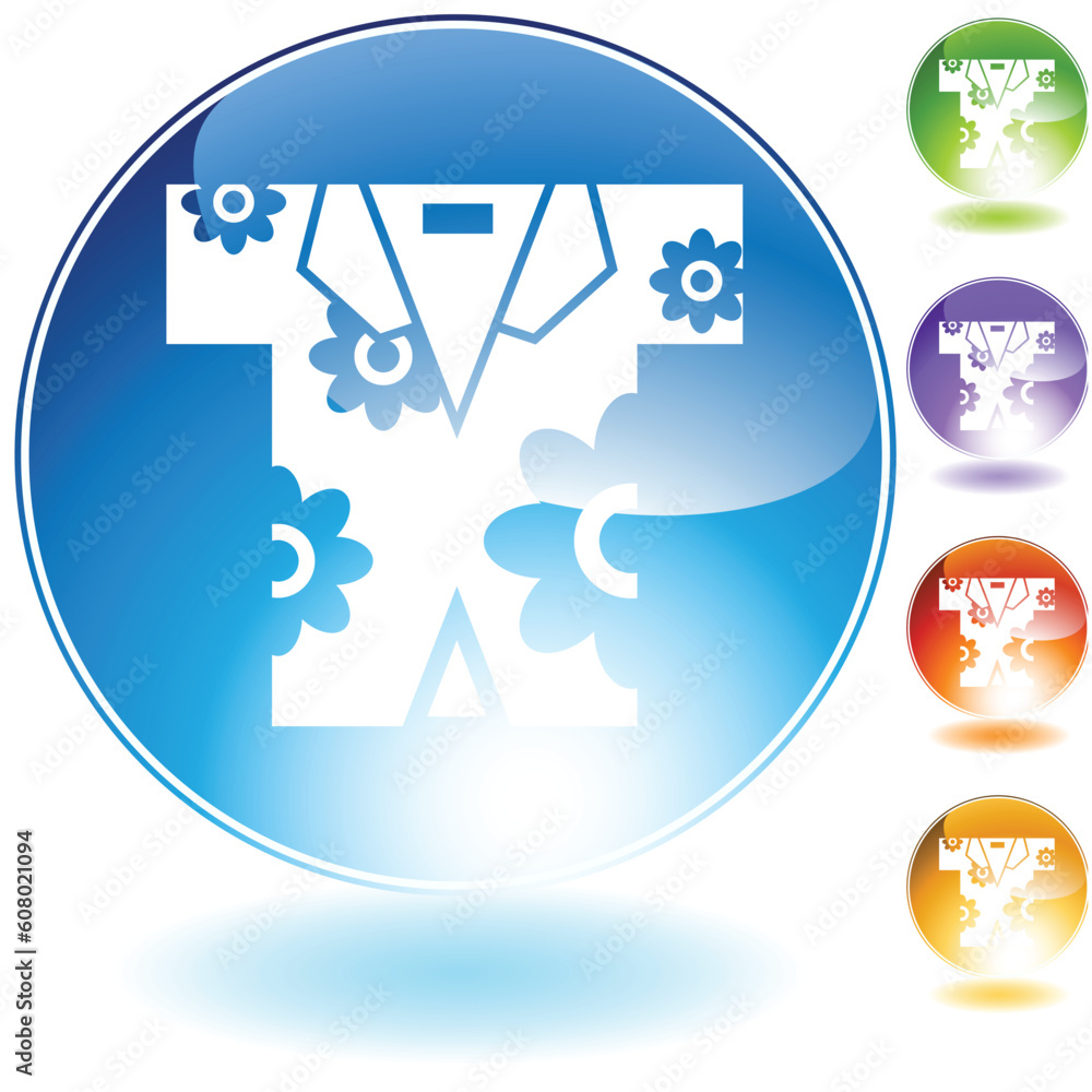 Tourist shirt crystal icon isolated on a white background. Tourist shirt crystal icon isolated on a white background.