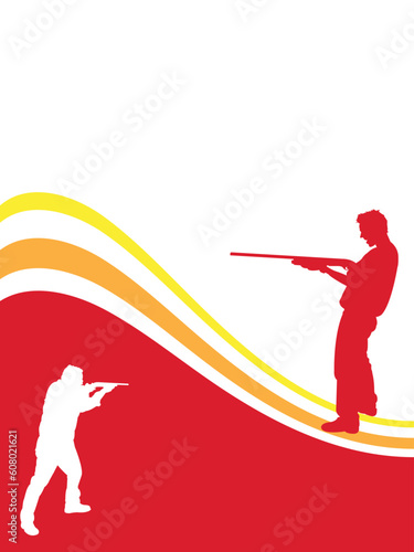 red hunter frame, vector illustration