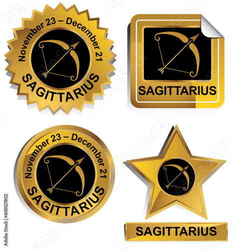 Set of 4 3D zodiac sign buttons - sagittarius.