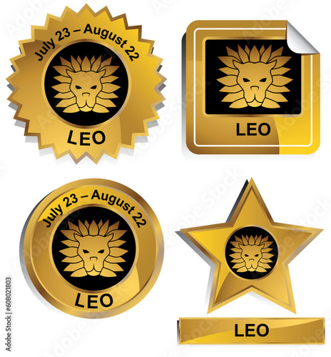 Set of 4 3D zodiac sign buttons - leo.