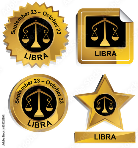 Set of 4 3D zodiac sign buttons - libra.