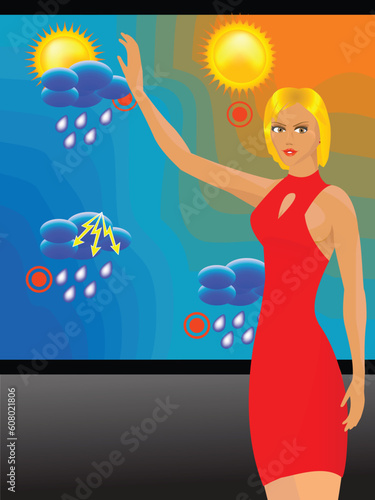 The nice girl the announcer tells weather forecast