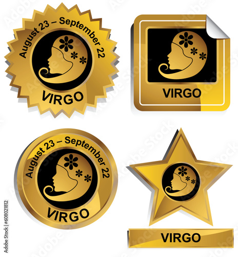 Set of 4 3D zodiac sign buttons - virgo.