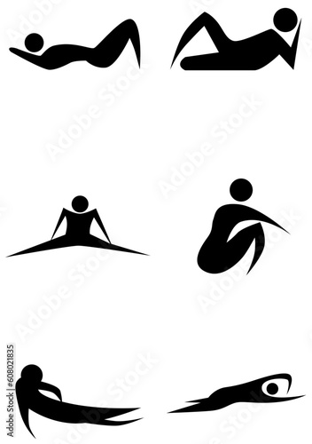 Lazy stick figure set isolated on a white background.