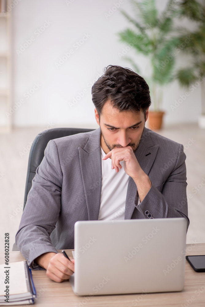 Young male employee working in the office Young male employee working in the office