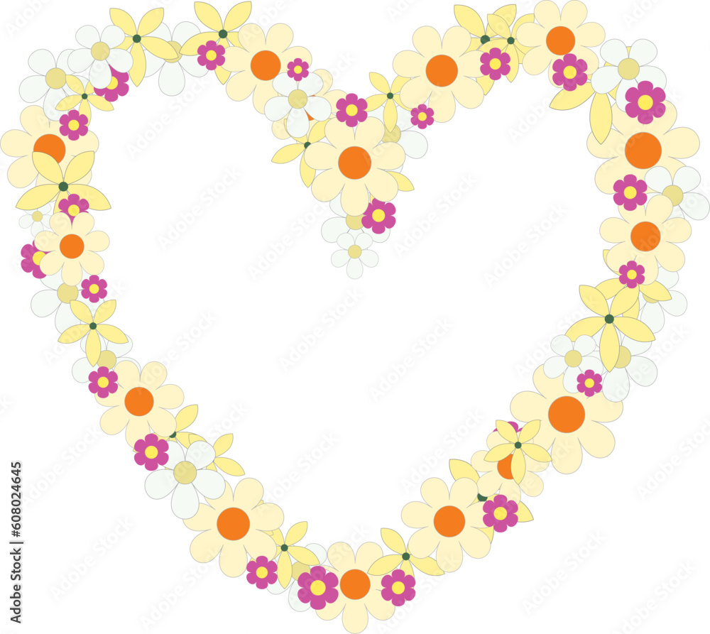 The flowers heart on the white background