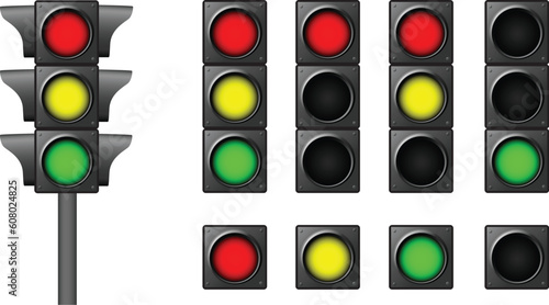 The isolated traffic lights for combinations of road situations