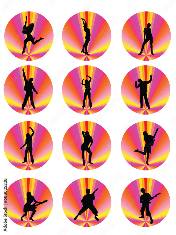 vector illustration of different silhouettes of young people