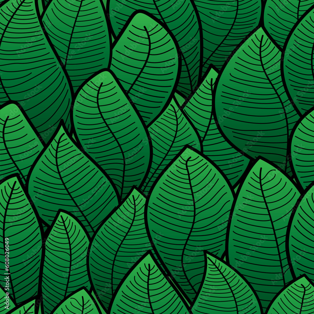 Abstract background of green leaf. Seamless pattern. Vector illustration.