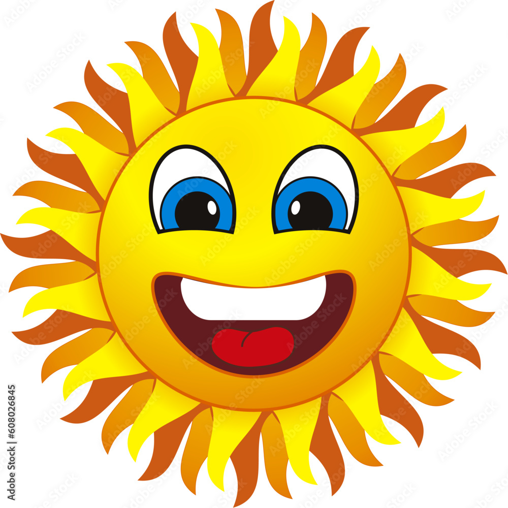 smiling sun. Isolated on withe background