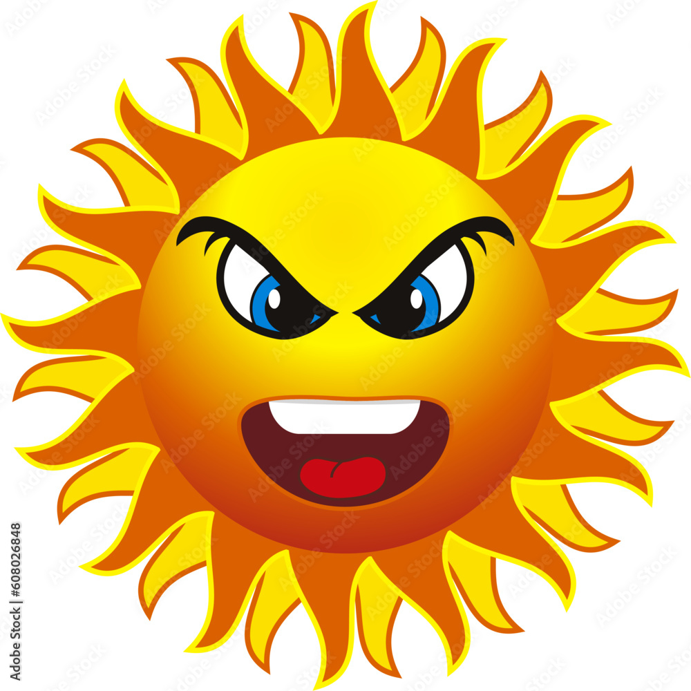 angry sun. isolated on withe background angry sun. isolated on withe background