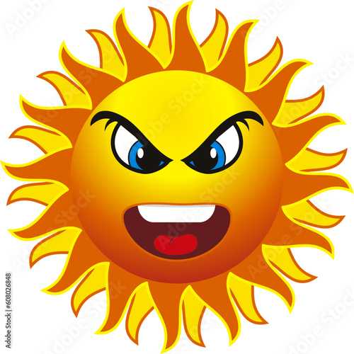angry sun. isolated on withe background