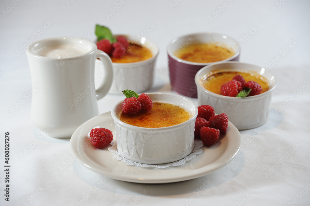 Creme Brulee with strawberries Creme Brulee with strawberries
