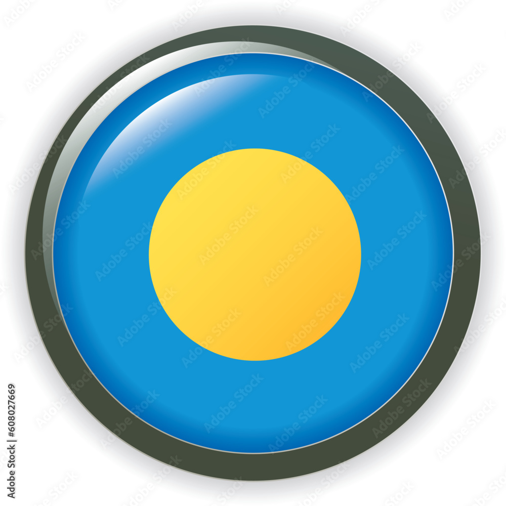 Palau Flag. Vector button