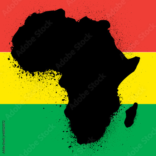 grunge map with flag of african ink vector illustration