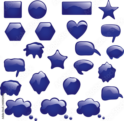 Set of bubbles icons symbols talk glossy speech thought