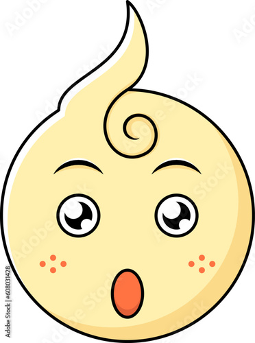 cute baby emoticon impressed expression. color, flat, simple style. used for icons, stickers, logos