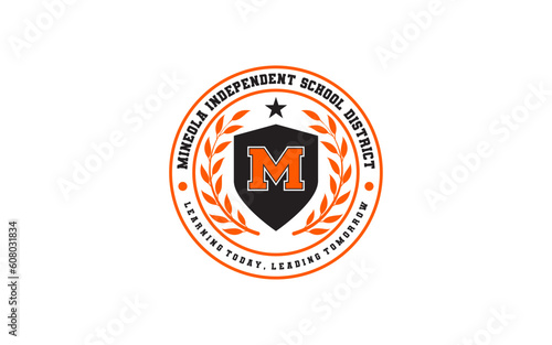 Badge letter M for University / College / Graduate / Campus logo design inspiration