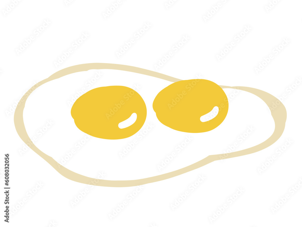 かわいいタマゴ料理の双子目玉焼き/手描きイラスト素材 かわいいタマゴ料理の双子目玉焼き/手描きイラスト素材